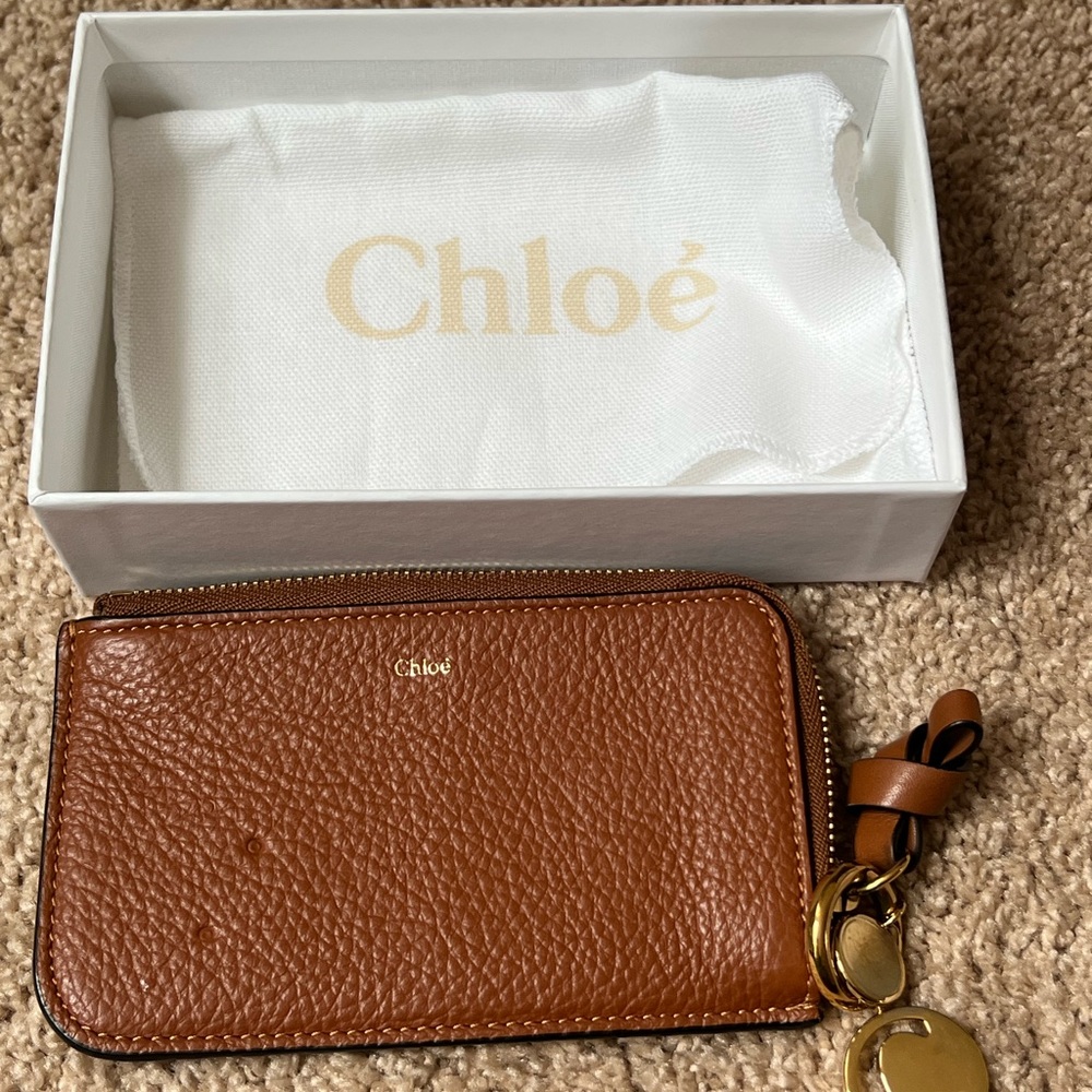 Chloé Brown Leather Alphabet Cardholder / Wallet